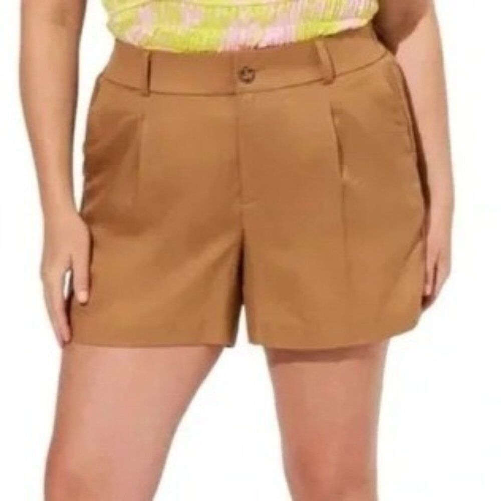 Torrid Studio Linen Plus Size Curvy Shorts in Tabacco Brown Size 22